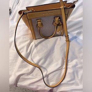 Michael Kors Convertible Crossbody Bag in Yellow Embossed Leather with Canvas